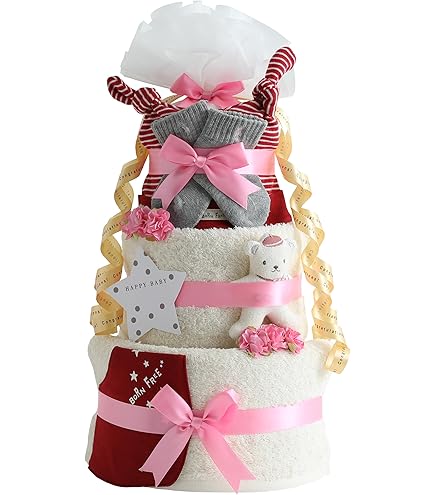 Amazon.co.jp: おむつケーキ 3段 パンパースS ピンク ぬいぐるみ 出産