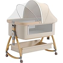 Amazon.co.jp: 最新 ベビーベッド 添い寝ベッド 折畳み 高さ6段調節