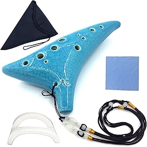 12穴オカリナ アルトC 楽器入門セット初心者向け-音楽愛好家対応 (Blue)