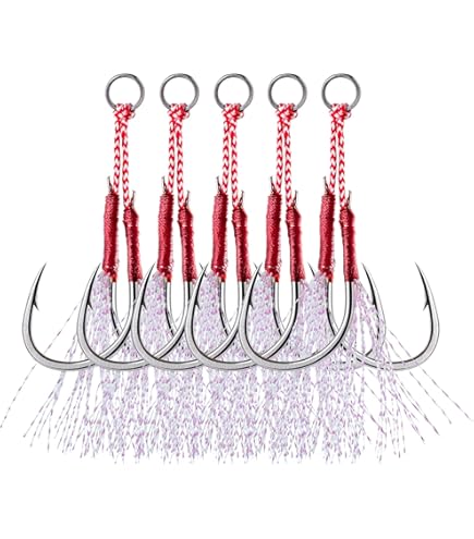 ㉗　㉚　アシストフック大量 Amazon | ダブルアシストフック 赤 20本セット メタルジグ