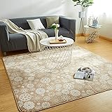VK Living カーペット ラグ ラグマット 絨毯 185×185cm(約2畳) 洗える 滑り止め付 防ダニ 抗菌 防臭 1年中使えるタイプ 床暖房 ホットカーペット対応 レース柄・ベージュ