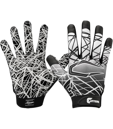Cutters Rev Pro 5.0 Jugend-Football-Handschuhe – Air C-TACK Grip – Weiß, Größe L – Für Sicheren Ballfang