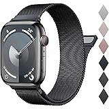 OULUOQI アップルウォッチバンド Apple Watch バンド コンパチブル 49mm 45mm 44mm 42mm 41mm 40mm 38mm ステンレス ベルト 長さ調節 男女兼用 マグネット 留め金 メッシュ 通気 Watch Ser