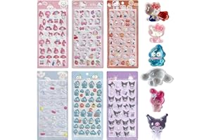 【6枚セット】3dシール ぷくぷくシール Ziifun 可愛い 手帳用 泡ステッカー 女の子 貼り付け可能 かわいい ステッカー (A)