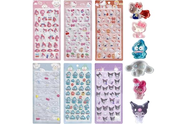 【6枚セット】3dシール ぷくぷくシール Ziifun 可愛い 手帳用 泡ステッカー 女の子 貼り付け可能 かわいい ステッカー (A)