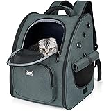 Tresbro 最新型 犬 猫 リュック カーテン付きの ペットキャリー 折り畳み式 きゃりーバッグ 小型犬・小動物用 旅行/通院/災害避難に最適 お出かけ バッグ ダークグレー