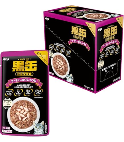Amazon.co.jp: アイシア 黒缶パウチ まぐろとかつお 70g×12袋
