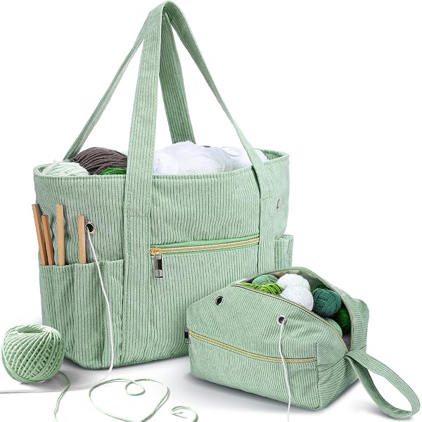 Crochet Bag Organizer YARWO Knitting Tote Bag - Yarn Storage Organizer ...