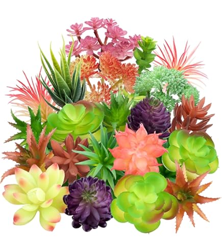 Amazon｜Cayway 人工多肉植物 21個 ブルーフェイク 多肉植物