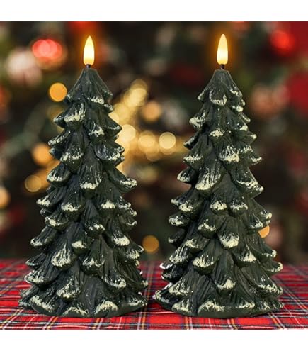 DRomance Christmas Tree Flameless Candles - 4 Pack Red Taper Candles With Remote & Timer