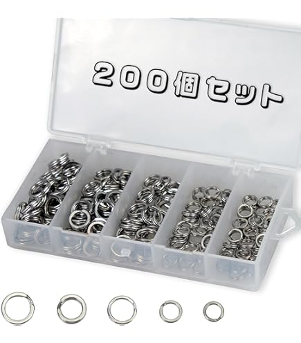 Amazon | 200 個 5 サイズ釣りスプリットリングセット釣りルアー