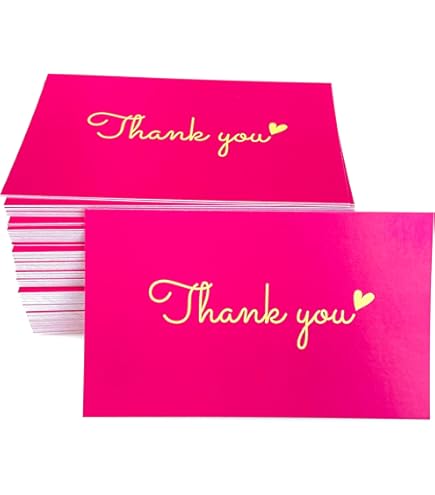 RXBC2011 Thank You For Your Support Cards Handwritten Lettering Design Thank You Small Business Card Pakc Of 100 (HOTPINK): Greeting Cards