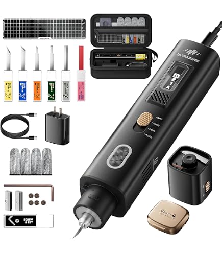 超音波カッター 6種類90枚替刃 0遅延 4万Hz高速 45W出力 PZT8素材 Amazon | 45W高出力 超音波カッター 6種類90枚替刃 0遅延 4万Hz高速