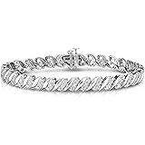 NATALIA DRAKE 1/4 Cttw Wave Link Diamond Tennis Bracelet for Women in Sterling Silver (Color I-J / Clarity I2-I3)