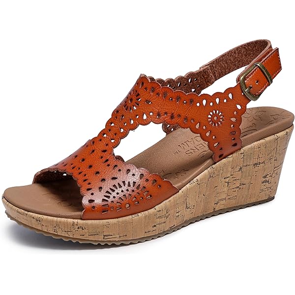 Skechers Women's Beverlee-Dazzling Charm Wedge Sandal, Blush, 6