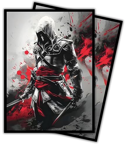 assassin's creed mtg card sleeves Katomula 100 PCS MTG Card Sleeves with Inner Sleeves 105 Sleeves Matte Finish Back Assassin) - 100ct Textured Matte