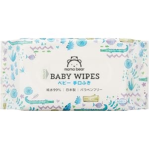 【手口ふき 】Mama Bear ベビー 手口ふき 純水99% 60枚入×20個 (1200枚) [ケース品] [Amazonブランド] 日本製 パラベンフリー