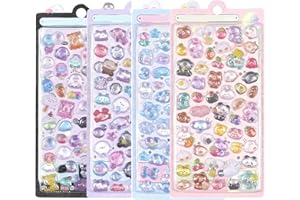 YIBOOOM シール 可愛い 立体 ごほうびシール キラキラな 4枚セット女の子 デコシール 貼り付け可能 手芸用品 贈り物 携帯電話飾り用 DIY用 手帳用 (A)