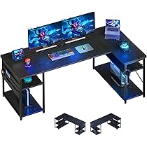 Amazon | YeTom l字デスク ゲーミングデスク デスク 幅150cm pcデスク