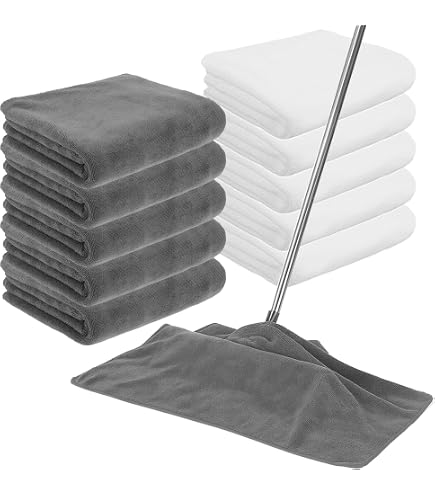 10-Pack Jumbo Microfiber Cleaning Cloths - 20x30 Inch, Reusable, Lint-Free For Floors & Windows