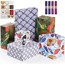 Amazon | KIKISML 包装紙 和風 ラッピングペーパー 6枚入り 大判