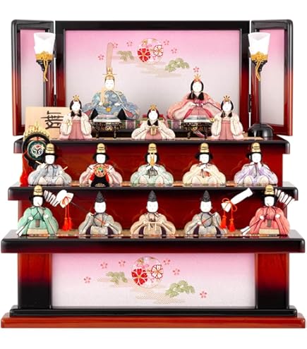 Amazon | 吉徳大光 雛人形 三段飾り 親王三人官女付き 衣裳着五人飾り