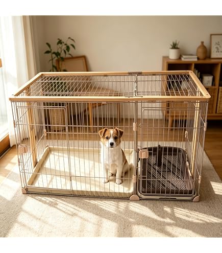 Amazon.co.jp: 【犬用 ケージ】底面トレー付き 木製ケージNEO 90×60
