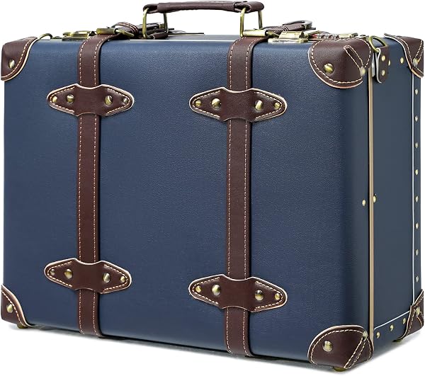 urecity Trunk-Style Suitcase with Combination Lock, Retro Leather Mini Trunk, Stylish, Ultra Lightweight, Cute, 3 Sizes Available - 1