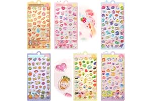 Smato ボンボンドロップシール ぷくぷく ぼんぼん ぷっくり 6枚セット あわわ ちゃん しずくちゃん ラブブ ちい かわ 貼り付け可能 3d 立体 可愛 大人の図鑑 手帳用 携帯電話飾り用 DIY用 シール (B 01)