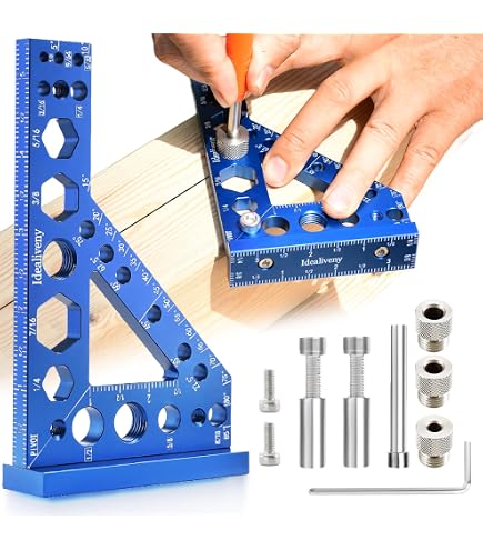 Multi-Angle Measuring Ruler - Aluminum Alloy Woodworking Square & Protractor Tool - View #3