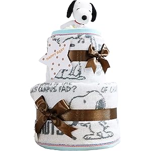 おむつケーキ研究所 スヌーピー(snoopy) 出産祝い 2段 おむつケーキ 今治タオル パンパース テープタイプ S…