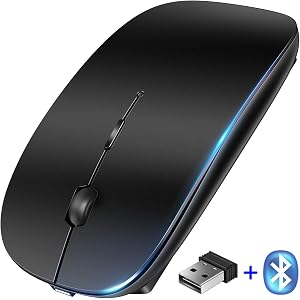 マウス Bluetooth ワイヤレスマウス 【BLENCK 進化版Bluetooth5.1】 無線マウス USB充電式 小型 静音 省エネルギー 2.4GHz 3DPIモード 光学式 高感度 Mac/Windows/surface/Microsoft Proに対応 TELEC認証取得済み (ブラック)