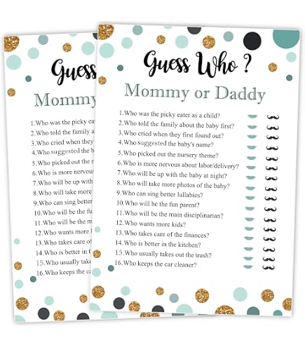 thumbnail interactive-video image 1 of Baby Shower Advice Cards - 25 Prediction Game Cards For New Parents 1 of 13