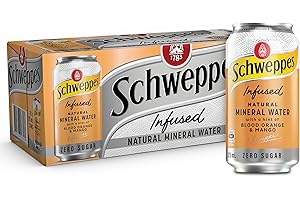 Schweppes Zero Sugar Blood Orange & Mango Infused Natural Mineral Sparkling Water 375 ml (Pack of 10)