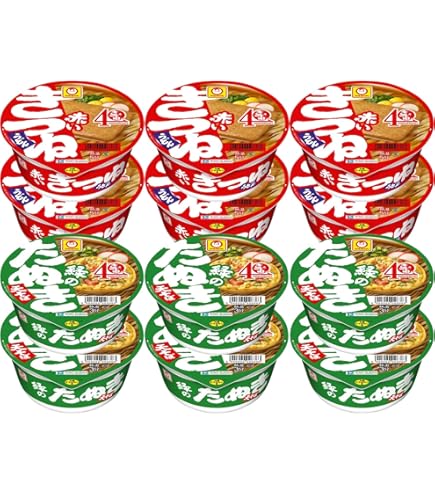 Amazon.co.jp: マルちゃん 赤いきつね 緑のたぬき 2種セット ( 計12個