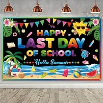 PTFNY Hintergrund-Banner „Happy Last Day Of School“ – 185 X 110 Cm, Polyester, Mit Ösen & Seil