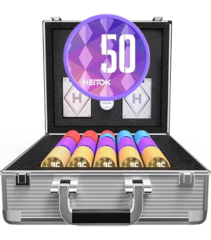 ポーカーチップセット2ケースセット‼️超大容量‼️ Amazon | HEITOK ポーカーチップセット 600枚 11.5g 鉄芯 数字入り