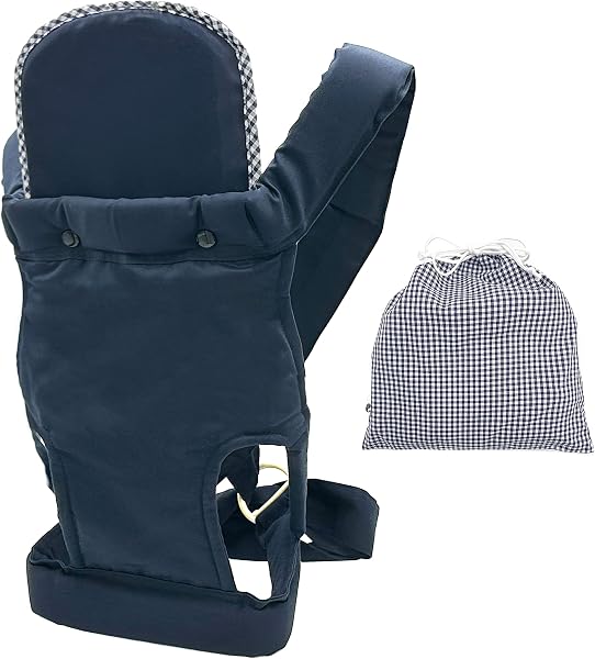 DINETTE Traditional Baby Carrier Strap, Made in Japan, Easy to Wear, Storage Bag Included, SG Mark, 2-Way, Baby, Navy - 1
