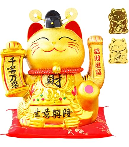 Amazon.co.jp: Zxyler 置物・オブジェ 金色の開運電気招き猫 磁器大