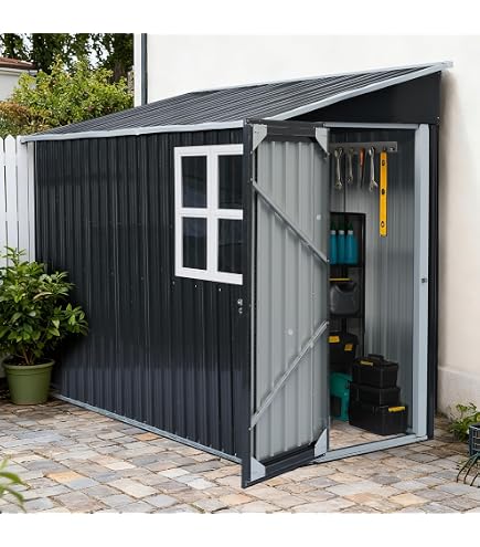 Amazon | 物置 屋外 スチール 大型収納庫 幅240×奥行187×高192cm
