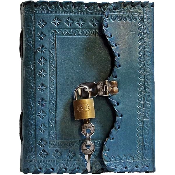 thumbnail image 2 of Embossed Handmade Leather Blue Stone Unlined Journal Travel Diary Notebook | Seychelles 2 of 11