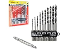 YOKOCUT ドリルビットセット 木工用ドリル 六角軸 10本組 木材 穴開けドリル 先三角木工用ドリルビット で インパクト両頭ドライバービット