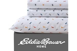 Eddie Bauer Kids - Twin Sheets, Stain-Resistant Toddler Bedding with Matching Sham(s), Super Soft, Ideal Boy Room Essentials (Buddy The Dog White, Twin)