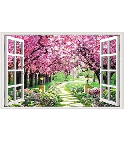 Amazon.co.jp: HOTIYOK ウォールステッカー 窓 道 風景 偽窓ステッカー