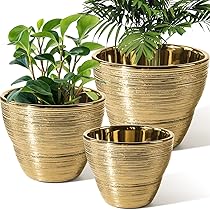 ゴールド色　しし取っ手　脚つきプランター 金色プランター ゴールド色 しし取っ手 脚つきプランター 金色プランター