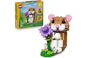 LEGO® Creator 3 in 1 Cute Hamster with a Flower 31376 Building Toy with 3 Build Options, Hamster, Hedgehog or Eagle - Animal Figures for Girls and Boys Aged 7+ - Creative Small Toy for Kids