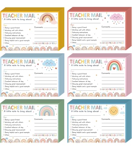 Boho Rainbow Teacher Mail Incentive Cards Note To Parents