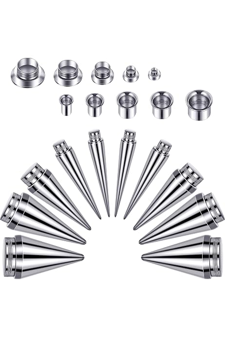 TBOSEN Stainless Steel O-Ring Ear Plugs Tunnel Gauges Set - Multiple Sizes 1mm To 20mm, Piercing Stretching Kit