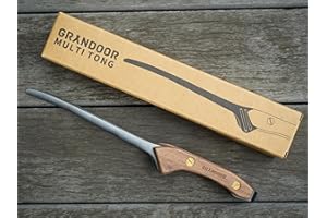 GRANDOOR マルチトング アウトドア キャンプ バーベキュートング 黒色ステンレス ブラックウォールナット