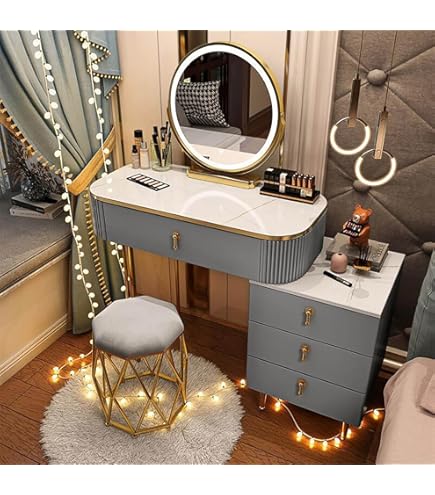 Amazon｜WestUx 化粧台 鏡 スツール付きドレッサー 姫系 ドレッサー